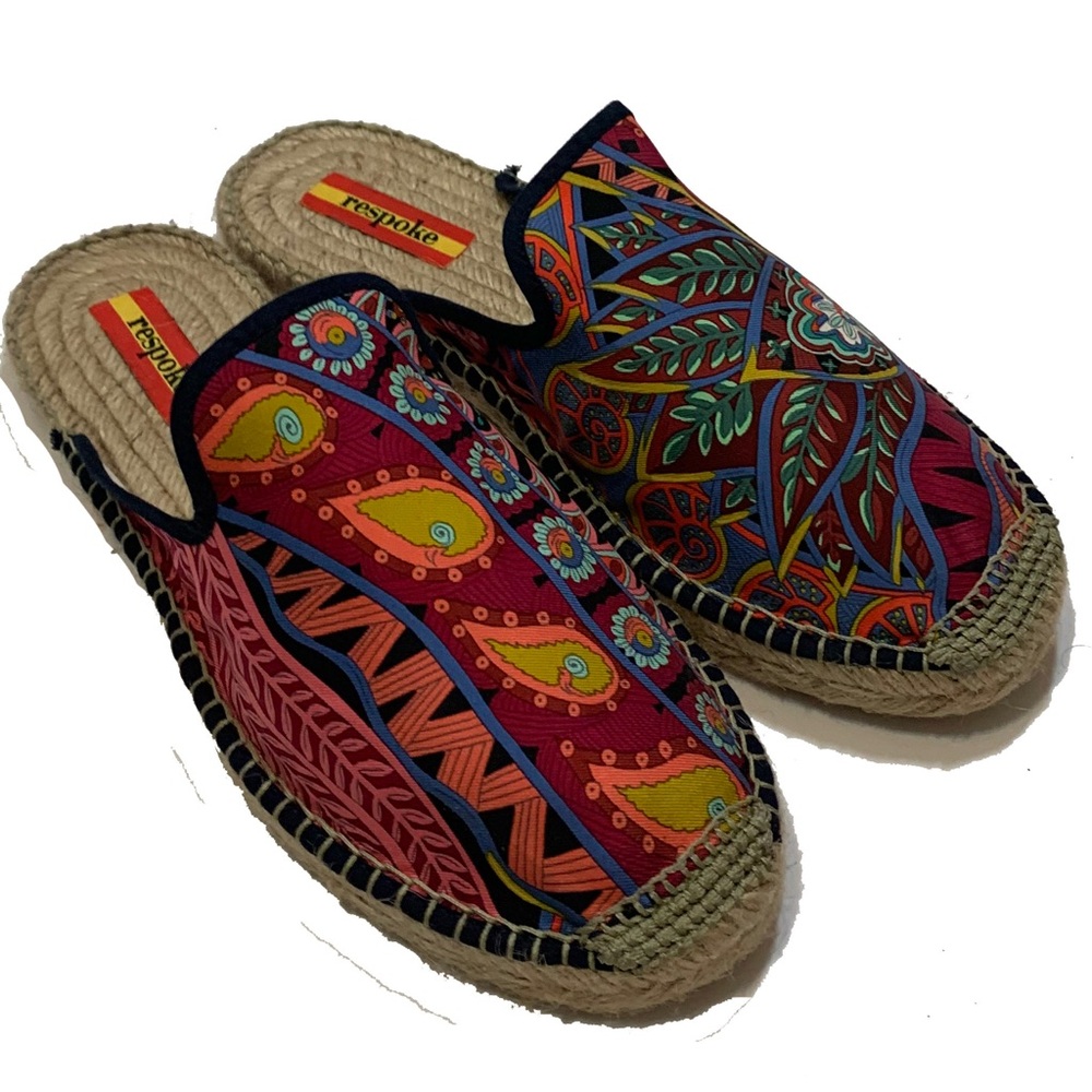 Respoke Women's Multicolor Patterned Espadrille Mule - Red Accent